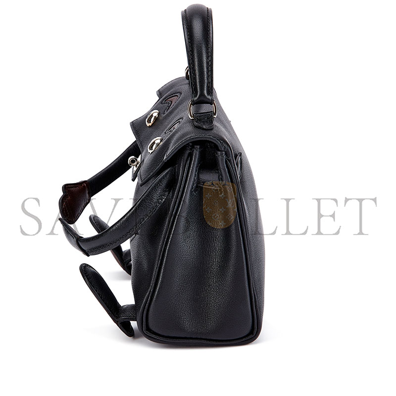 HERMÈS MASTER LIMITED EDITION BLACK AND CHOCOLAT GULLIVER QUELLE IDOLE KELLY DOLL PALLADIUM HARDWARE 2000 (16*12*7cm) 